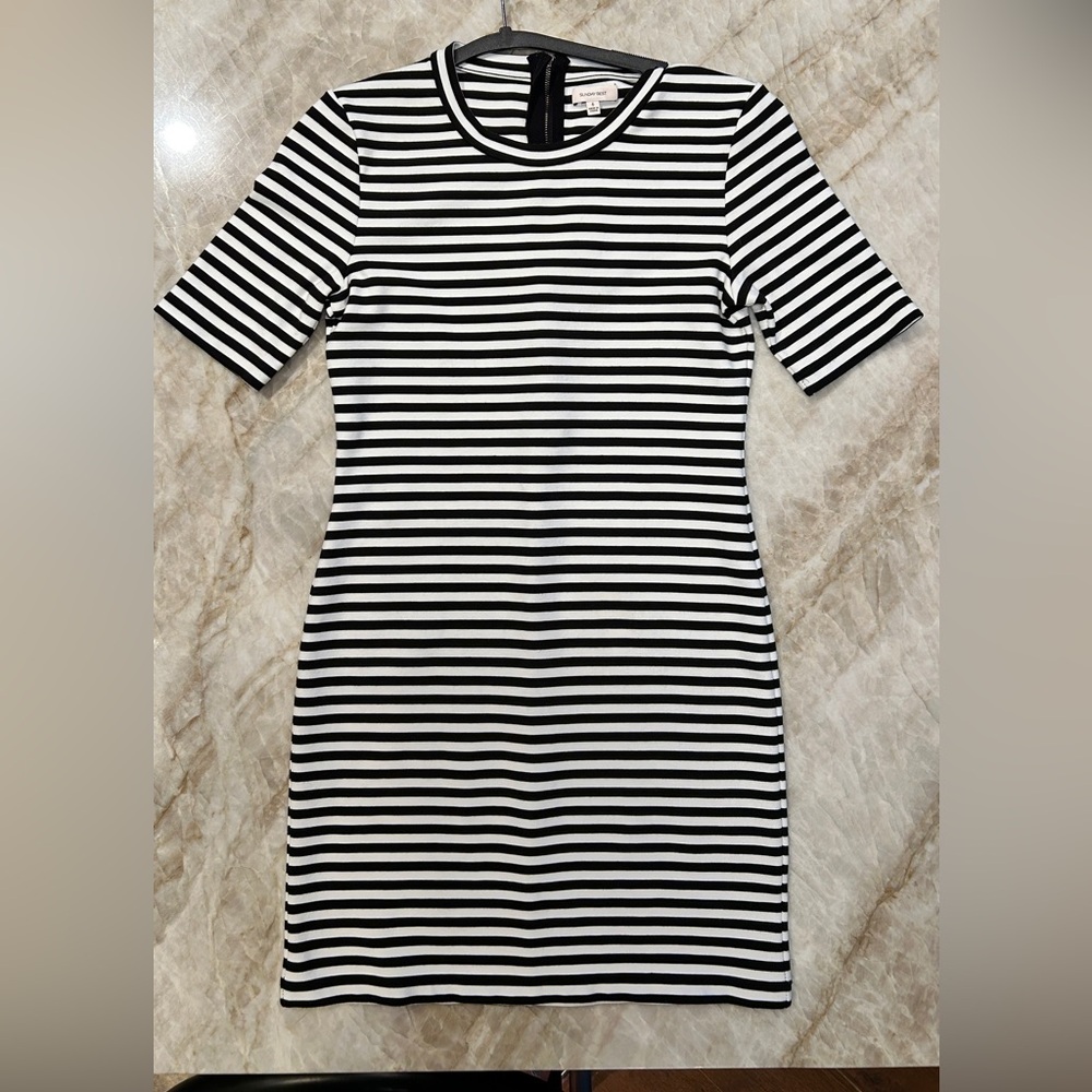 Aritzia Sunday Best Miller Striped Minidress Size 6 | Black & White Knit